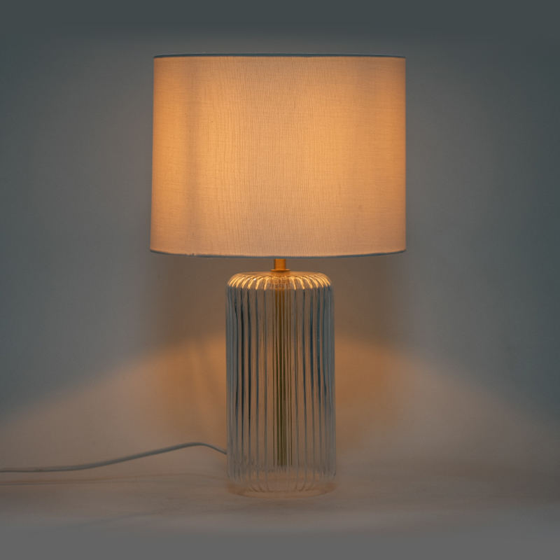 Cylindrical Glass American Style Bedside Table Lamp
