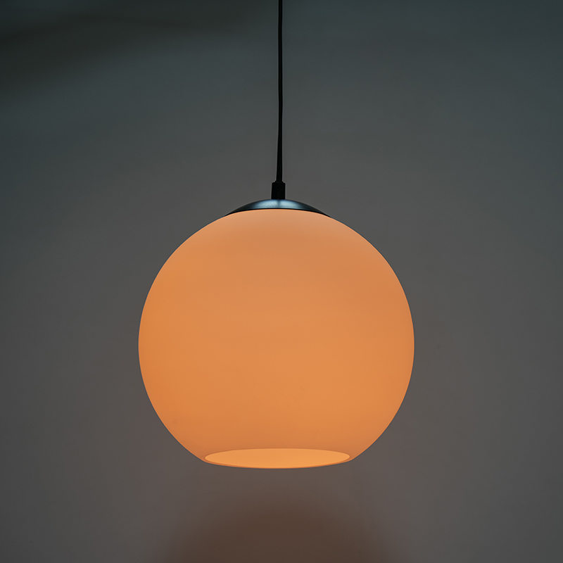 Spherical dining room pendant light cream glass