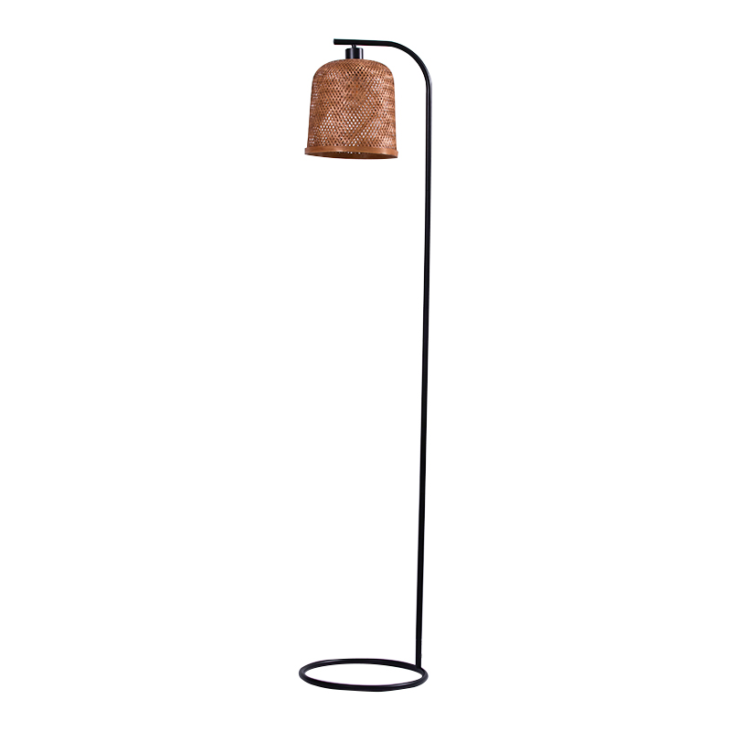 Brown Bamboo Lampshade Floor Lamp